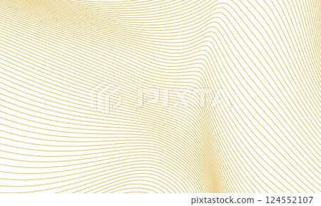 A flowing golden wave pattern curves gracefully on a white backdrop 124552107