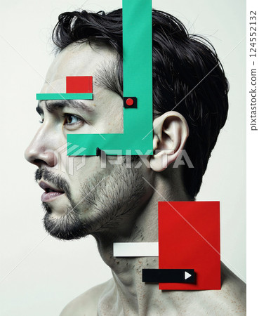 Abstract portrait with geometric shapes and modern art concept Abstract portrait with geometric shapes and modern art concept 124552132