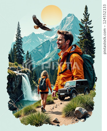 Adventure in the mountains: hiking and exploration surrounded by nature 124552133