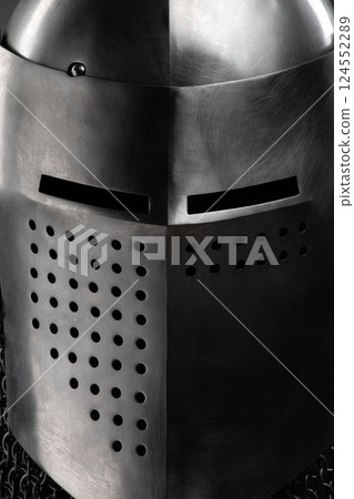 Close-up of Medieval Italian Bascinet Helmet 124552289