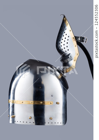 Medieval Pig Face Bascinet Helmet with Open Visor 124552306