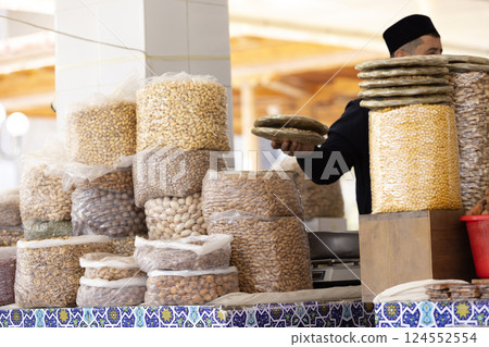 dried fruit and nut in the market Siyob bazaar or so called Slab bazaar is the biggest bazaar in Samarkand. 124552554
