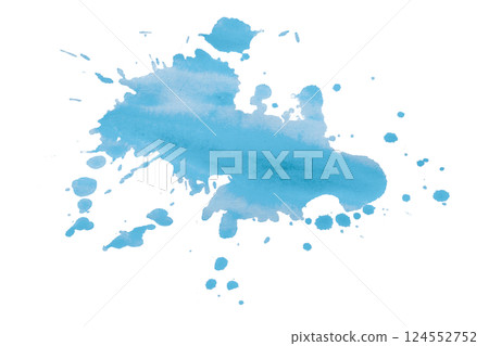 Light blue brush paint stain isolated on transparent background 124552752
