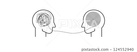 Profile of a person with a brain and thoughts. 124552940