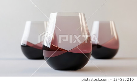 Elegant Glasses with Rich Red Wine Against a Soft Background 124553210
