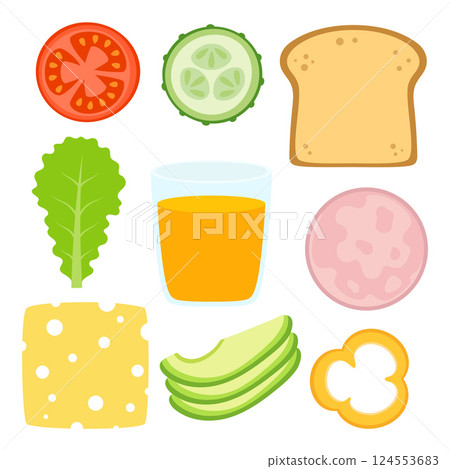 healthy breakfast set, flat style 124553683