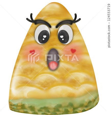 Set Cute Playful Cartoon Fruit Character summer with Big Eyes and Friendly  Face to hand drawn style. 124553719