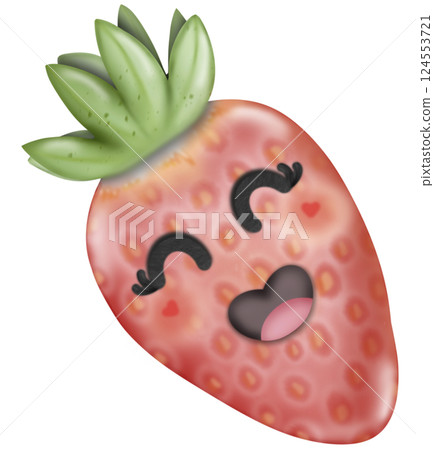 Set Cute Playful Cartoon Fruit Character summer with Big Eyes and Friendly Face to hand drawn style. Set Cute Playful Cartoon Fruit Character summer with Big Eyes and Friendly Face to hand drawn style. 124553721