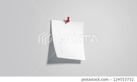 Blank white pinned paper note mockup, depth of field 124553732