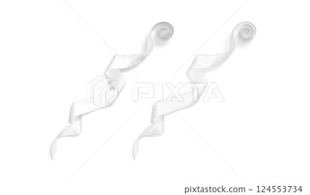 Blank white satin and organza ribbon mockup, isolated Blank white satin and organza ribbon mockup, isolated 124553734