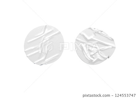 Blank white round adhesive crumpled tape mockup, top view 124553747