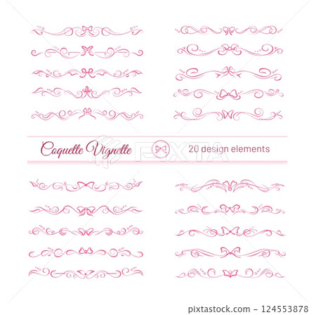 Set of 20 coquette bow vignettes, text delimiters 124553878