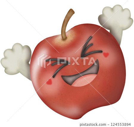 Set Cute Playful Cartoon Fruit Character summer with Big Eyes and Friendly  Face to hand drawn style. 124553894