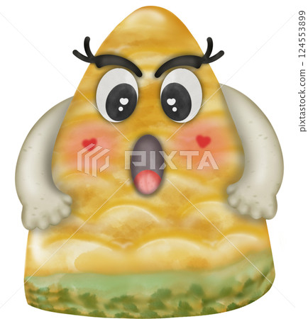 Set Cute Playful Cartoon Fruit Character summer with Big Eyes and Friendly  Face to hand drawn style. 124553899