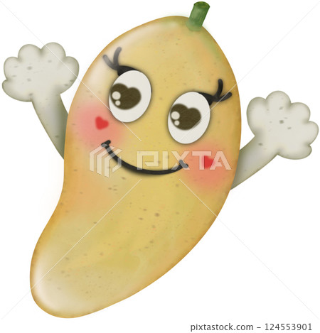 Set Cute Playful Cartoon Fruit Character summer with Big Eyes and Friendly Face to hand drawn style. Set Cute Playful Cartoon Fruit Character summer with Big Eyes and Friendly Face to hand drawn style. 124553901