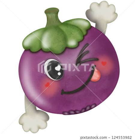 Set Cute Playful Cartoon Fruit Character summer with Big Eyes and Friendly Face to hand drawn style. Set Cute Playful Cartoon Fruit Character summer with Big Eyes and Friendly Face to hand drawn style. 124553982