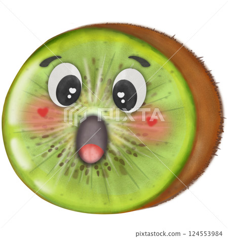 Set Cute Playful Cartoon Fruit Character summer with Big Eyes and Friendly  Face to hand drawn style. 124553984