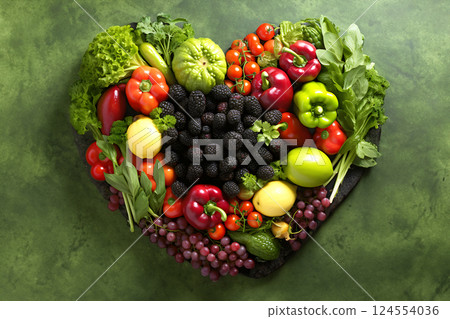 Heart shape made of fresh vegetables. Healthy food concept.  124554036