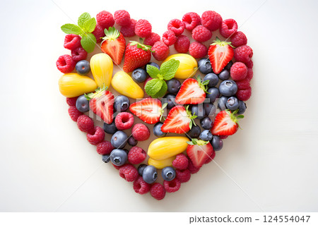 Heart shape made of fresh vegetables. Healthy food concept 124554047