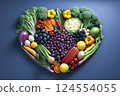 Heart shape made of fresh vegetables. Healthy food concept.  124554055