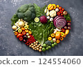 Heart shape made of fresh vegetables. Healthy food concept.  124554060