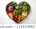 Heart shape made of fresh vegetables. Healthy food concept.  124554061
