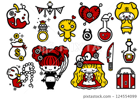 可愛的流行女孩圖標集 124554099