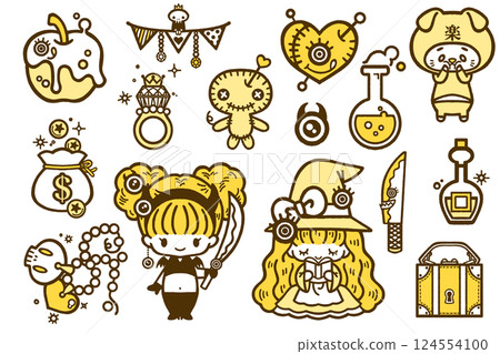 可愛的流行女孩圖標集 124554100