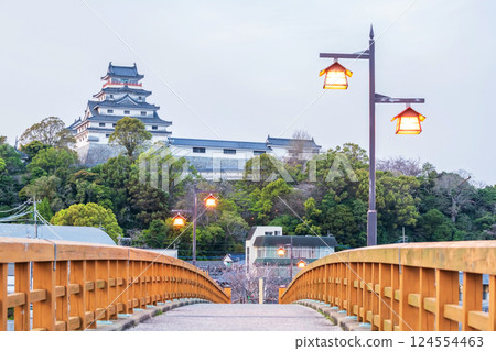 Jyounai bridge trail with lantern light up to Karatsu castle, Saga Jyounai bridge trail with lantern light up to Karatsu castle, Saga 124554463