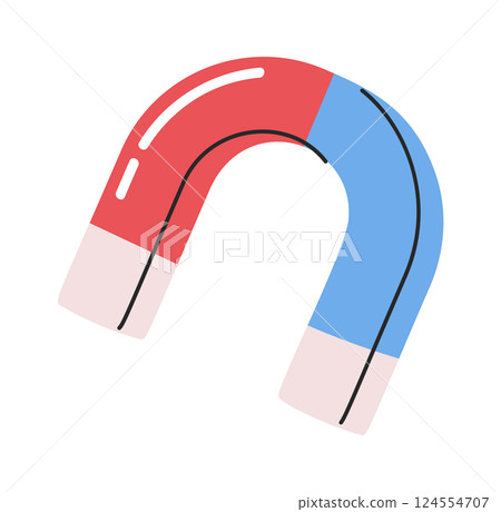 Magnet horseshoe shape hand-drawn doodle Magnet horseshoe shape hand-drawn doodle 124554707