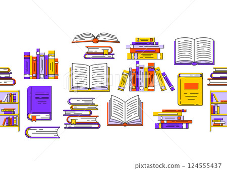 Pattern with books. Image for education and school. 124555437