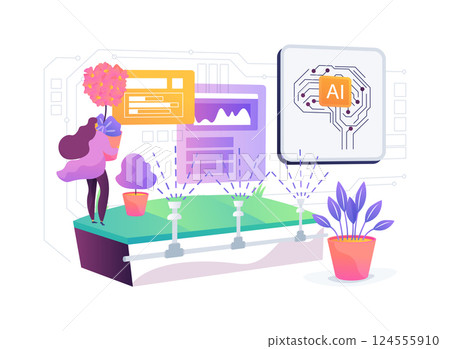 AI Smart Garden Management abstract concept vector illustration. AI Smart Garden Management abstract concept vector illustration. 124555910