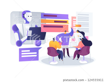 AI Automated Meeting Transcription abstract concept vector illustration. AI Automated Meeting Transcription abstract concept vector illustration. 124555911