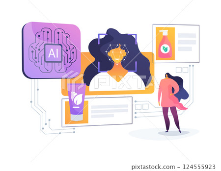 AI Personalized Skincare Analysis abstract concept vector illustration. AI Personalized Skincare Analysis abstract concept vector illustration. 124555923