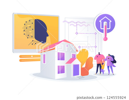 AI Smart Thermostats abstract concept vector illustration. 124555924