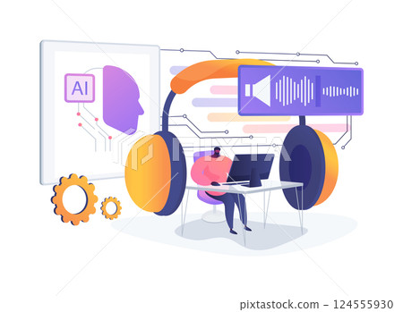 AI Noise-Canceling Environments abstract concept vector illustration. 124555930
