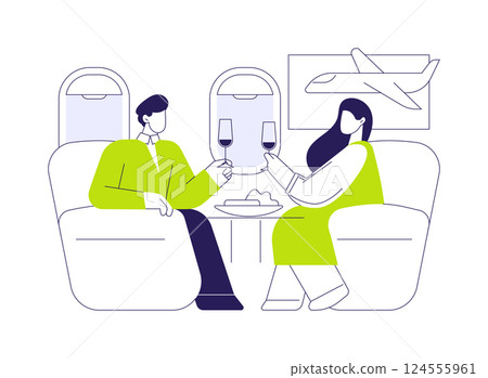 Romantic date on a jet abstract concept vector illustration. 124555961
