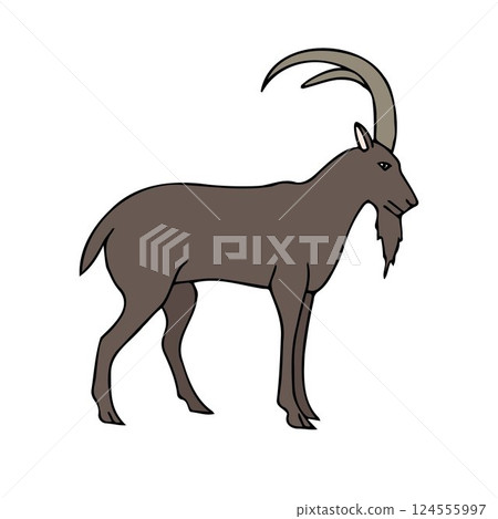 Vector hand drawn sketch doodle colored wild goat 124555997