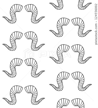 Vector seamless pattern of hand drawn goat horns 124556002