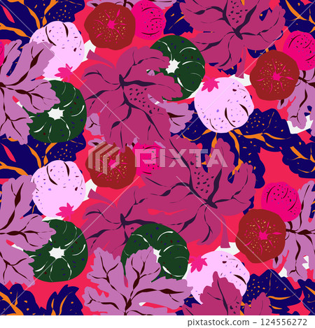 seamless pattern with hand drawn flowers seamless pattern with hand drawn flowers 124556272
