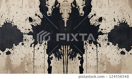 Inkblot pattern on a textured backdrop. 124556548