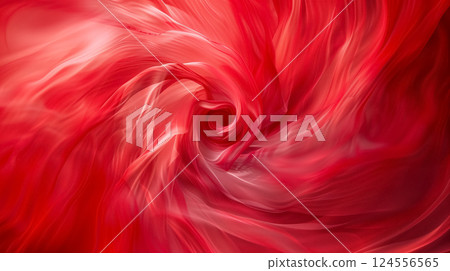 Red silk fabric swirling in a fluid pattern. 124556565
