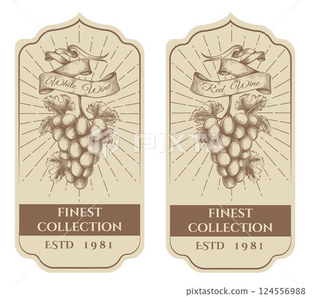 Retro white and red wine labels 124556988