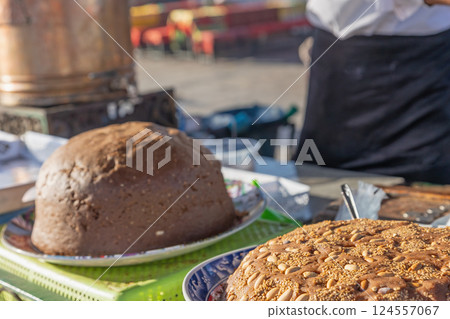 Moroccan sweets. Marrakech. Morocco. Moroccan sweets. Marrakech. Morocco. 124557067
