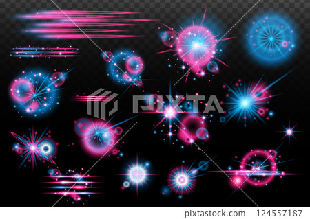 glowing star with particles in space 124557187