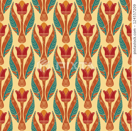 vector seamless pattern with feathers 124557209
