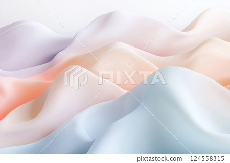 Abstract pastel 3D landscape with smooth gradients and soft aesthetics. Colorful abstract gradients in smooth pastel shades, evoking a dreamy and calm atmosphere. Background for text and presentations 124558315