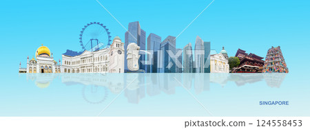 Contemporary art collage, creative design from Singapore travel images Contemporary art collage, creative design from Singapore travel images 124558453