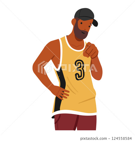 Handsome fashion guy cartoon character pointing finger selecting you isolated on white background 124558584