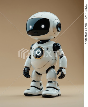 Futuristic ai companion robot with sleek design and modern technology for innovative home and office use 124558662